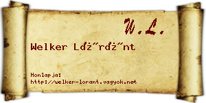 Welker Lóránt névjegykártya
